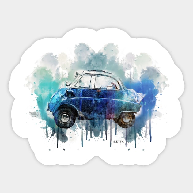 Isetta Microcar Splash Art Sticker by AaaahEeeekStudio